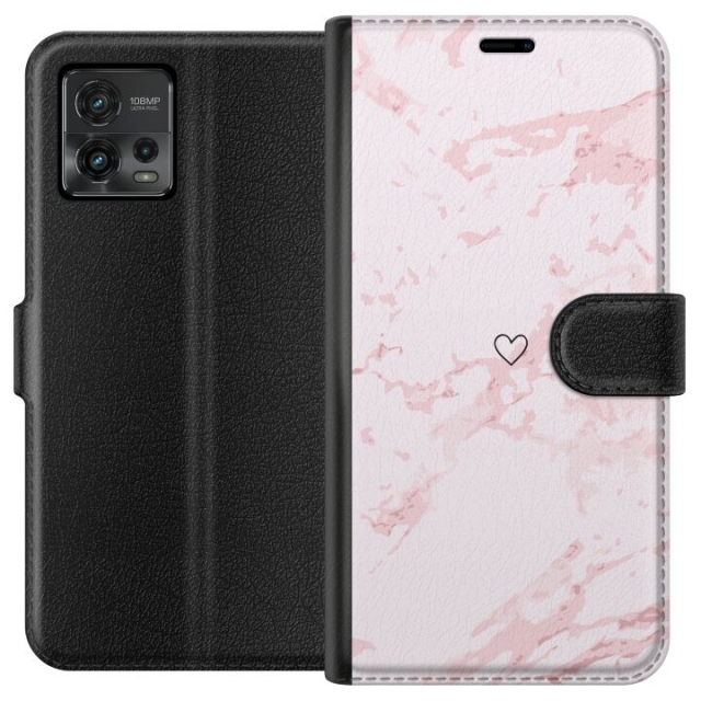 Lommeboketui til Motorola Moto G72 med Rosa Hjerte motiv