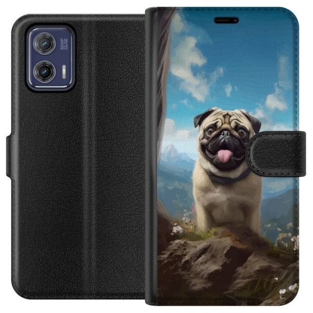 Lommeboketui til Motorola Moto G73 med Glad Hund motiv