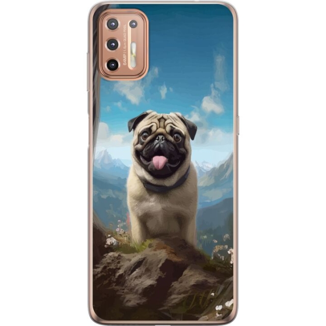Mobildeksel til Motorola Moto G9 Plus med Glad Hund motiv