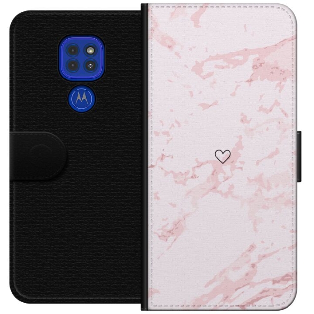 Lommeboketui til Motorola Moto G9 Play med Rosa Hjerte motiv