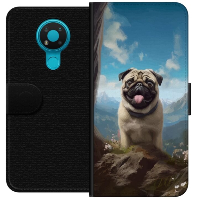 Lommeboketui til Nokia 3.4 med Glad Hund motiv
