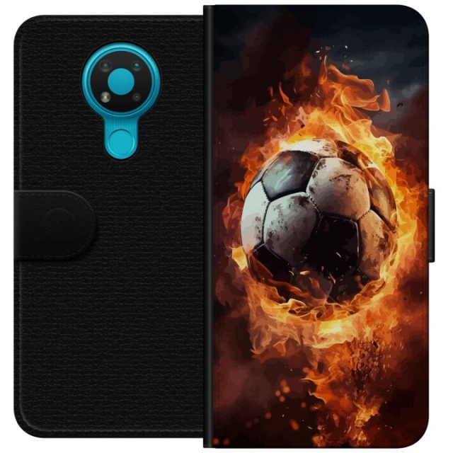 Lommeboketui til Nokia 3.4 med Fotball motiv
