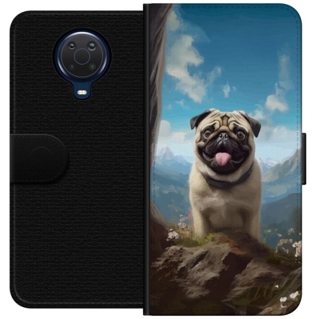 Lommeboketui til Nokia G20 med Glad Hund motiv
