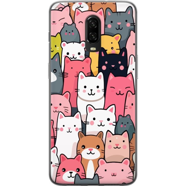 Mobildeksel til OnePlus 6T med Kattmønster motiv