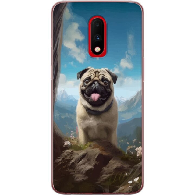 Mobildeksel til OnePlus 7 med Glad Hund motiv