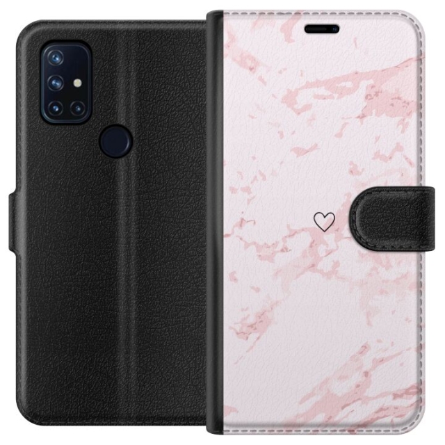 Lommeboketui til OnePlus Nord N10 5G med Rosa Hjerte motiv