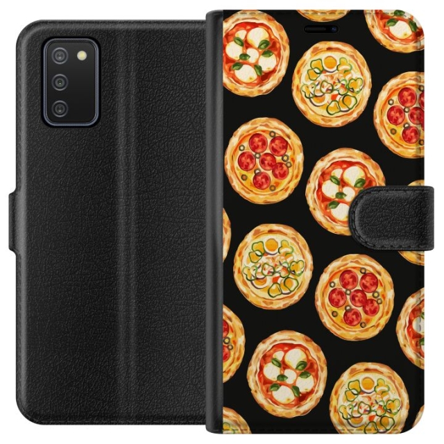 Lommeboketui til Samsung Galaxy A02s med Pizza motiv