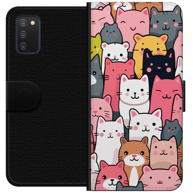 Lommeboketui til Samsung Galaxy A03s med Kattmønster motiv