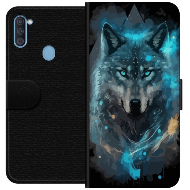 Lommeboketui til Samsung Galaxy A11 med Ulve motiv