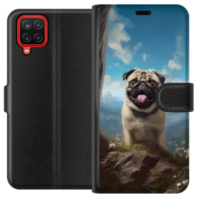Lommeboketui til Samsung Galaxy A12 med Glad Hund motiv