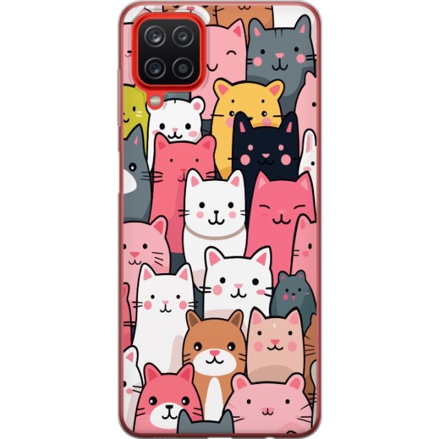 Mobildeksel til Samsung Galaxy A12 med Kattmønster motiv
