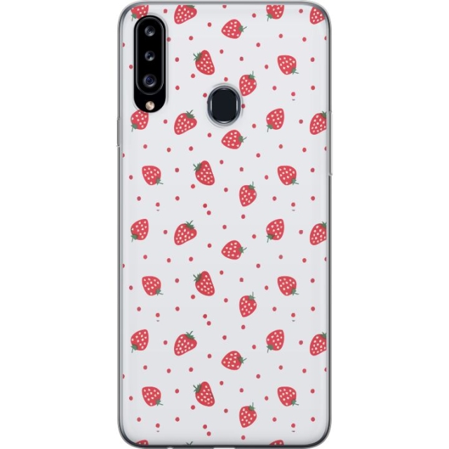 Mobildeksel til Samsung Galaxy A20s med Jordbær motiv