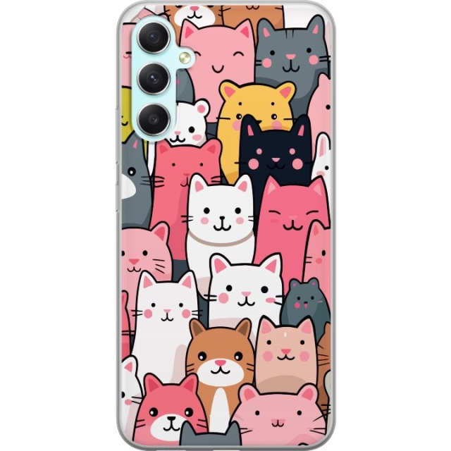 Mobildeksel til Samsung Galaxy A34 med Kattmønster motiv