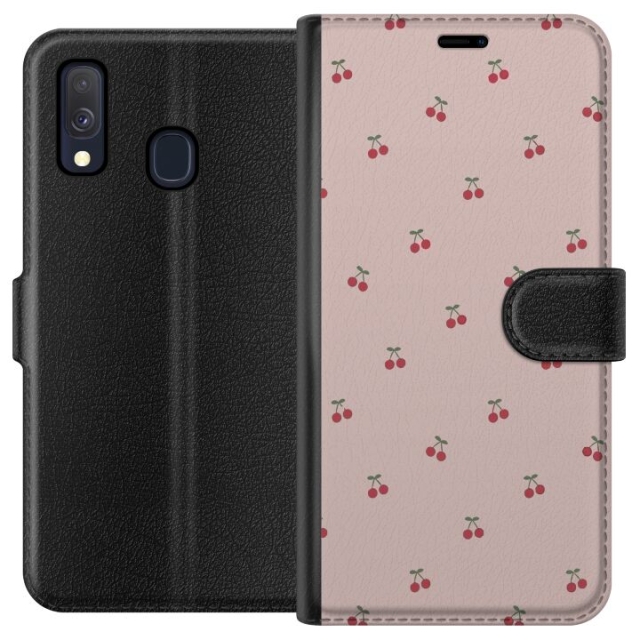 Lommeboketui til Samsung Galaxy A40 med Kirsebær motiv