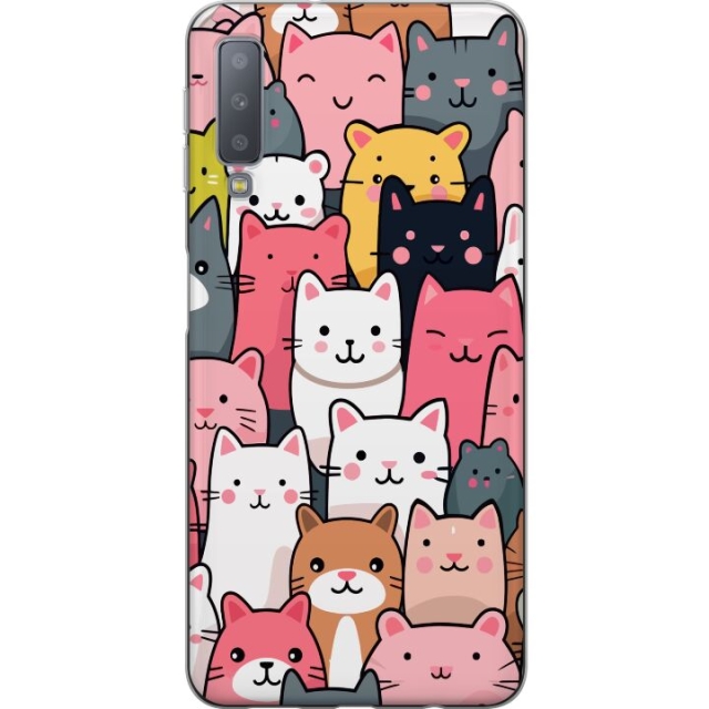 Mobildeksel til Samsung Galaxy A7 (2018) med Kattmønster motiv