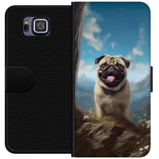 Lommeboketui til Samsung Galaxy Alpha med Glad Hund motiv
