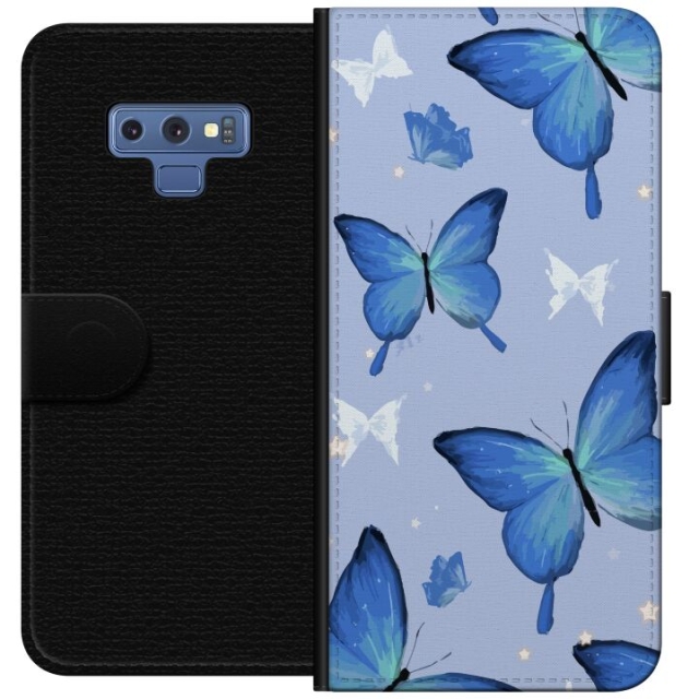 Lommeboketui til Samsung Galaxy Note9 med Blå sommerfugler motiv