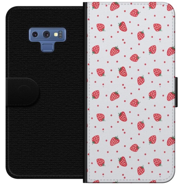 Lommeboketui til Samsung Galaxy Note9 med Jordbær motiv