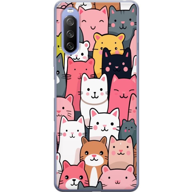 Mobildeksel til Sony Xperia 10 III med Kattmønster motiv