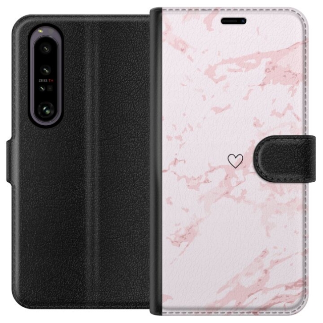 Lommeboketui til Sony Xperia 1 IV med Rosa Hjerte motiv