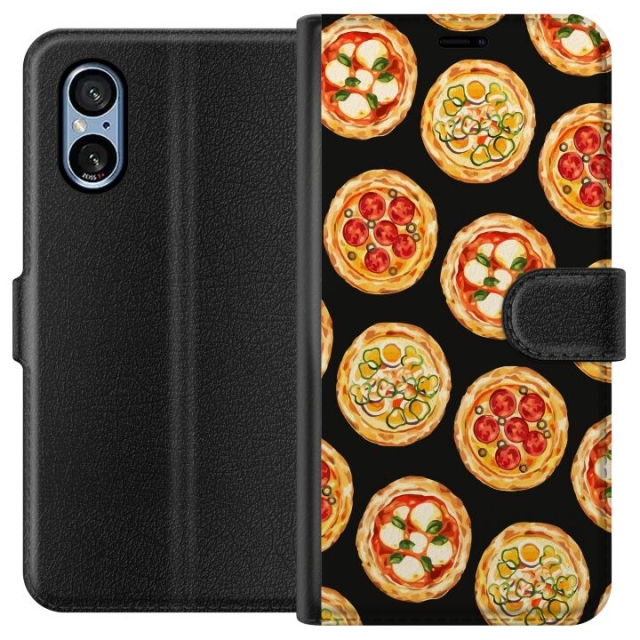 Lommeboketui til Sony Xperia 5 V med Pizza motiv