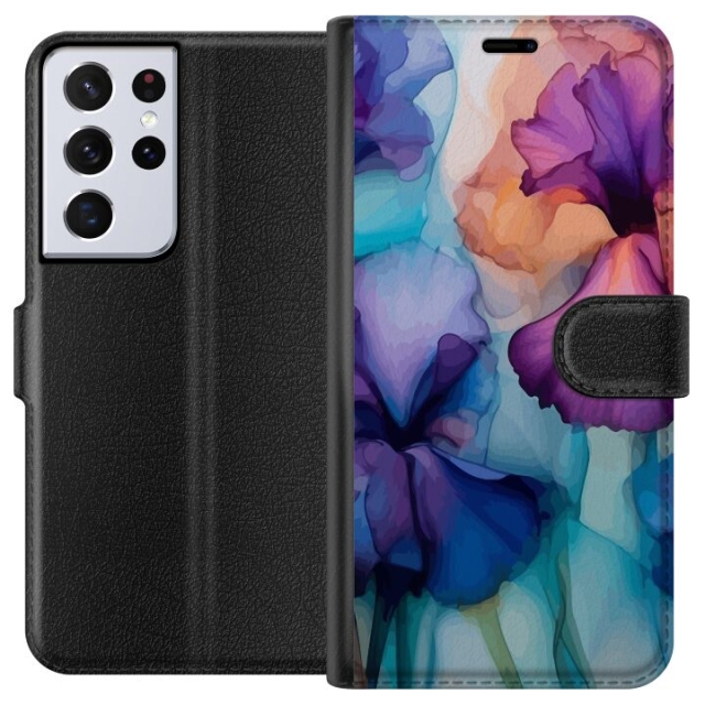 Lommeboketui til Samsung Galaxy S21 Ultra 5G med Magiske blomster motiv