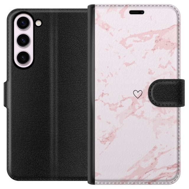 Lommeboketui til Samsung Galaxy S23+ med Rosa Hjerte motiv