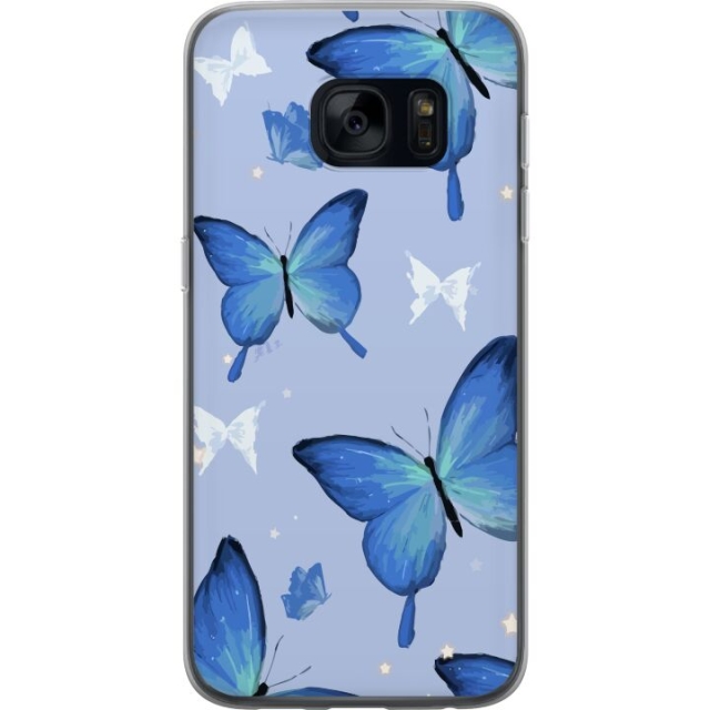 Mobildeksel til Samsung Galaxy S7 med Blå sommerfugler motiv