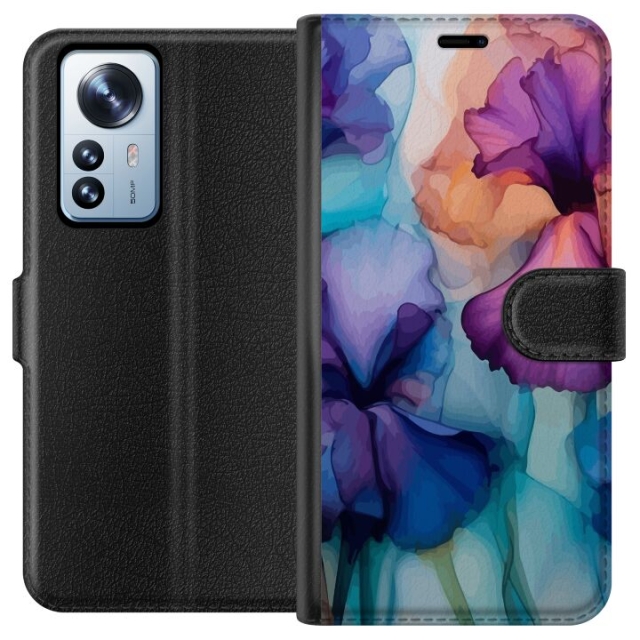 Lommeboketui til Xiaomi 12 Pro med Magiske blomster motiv