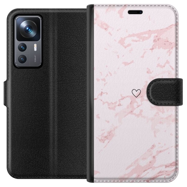 Lommeboketui til Xiaomi 12T med Rosa Hjerte motiv