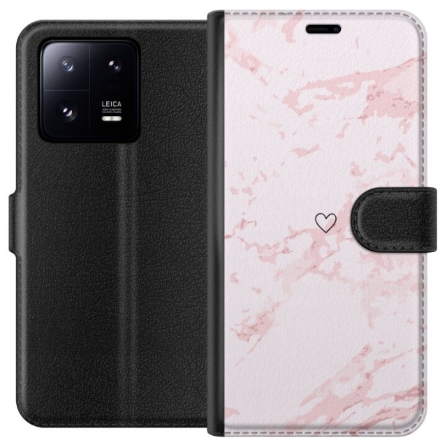 Lommeboketui til Xiaomi 13 Pro med Rosa Hjerte motiv