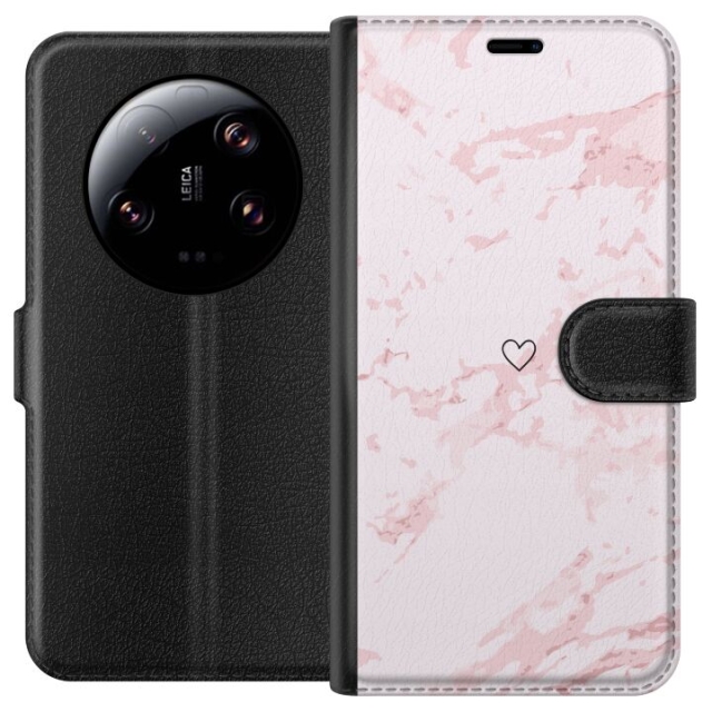 Lommeboketui til Xiaomi 13 Ultra med Rosa Hjerte motiv
