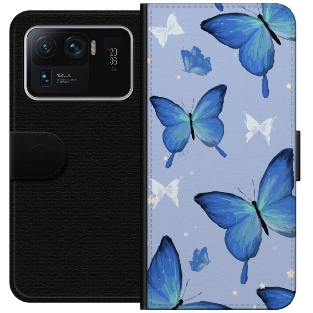 Lommeboketui til Xiaomi Mi 11 Ultra med Blå sommerfugler motiv