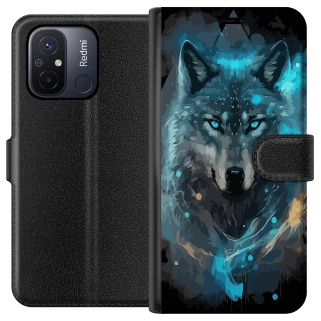 Lommeboketui til Xiaomi Redmi 12C med Ulve motiv