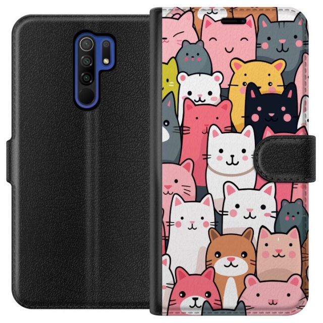 Lommeboketui til Xiaomi Redmi 9 med Kattmønster motiv