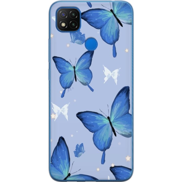 Mobildeksel til Xiaomi Redmi 9C NFC med Blå sommerfugler motiv