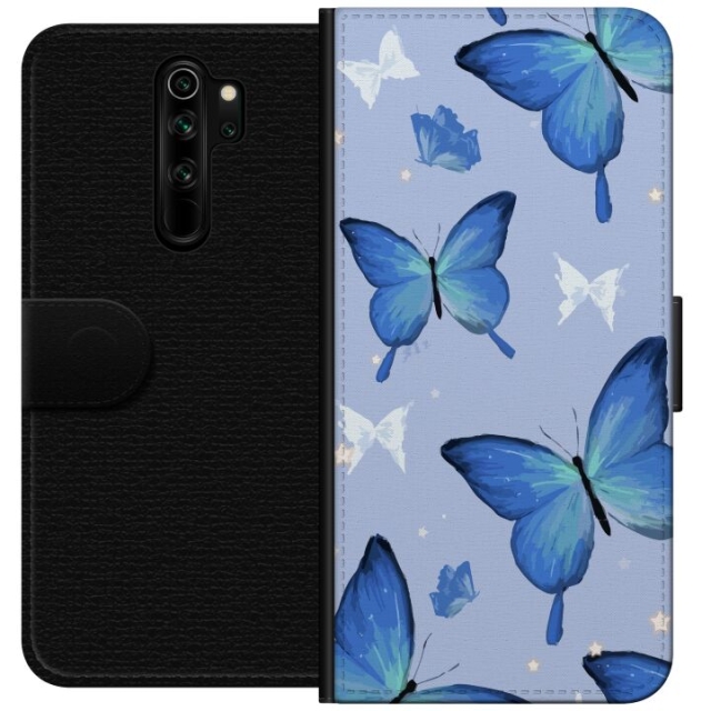Lommeboketui til Xiaomi Redmi Note 8 Pro  med Blå sommerfugler motiv