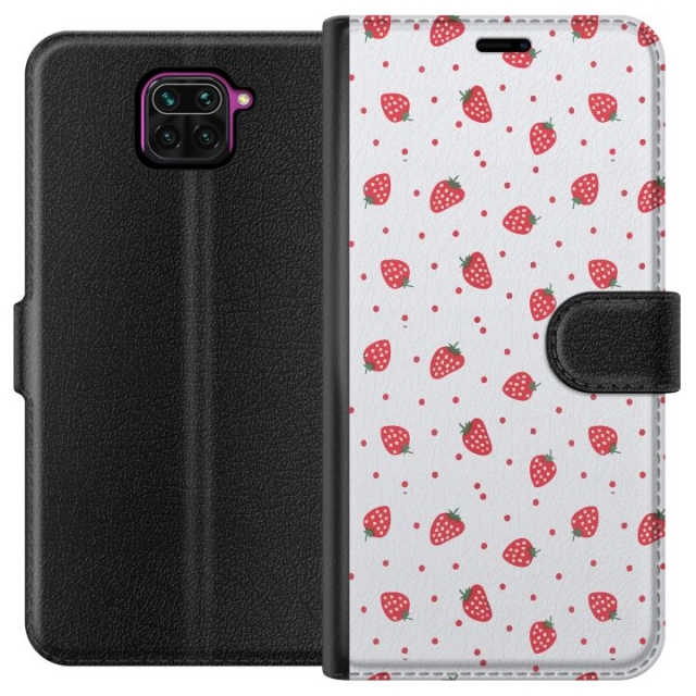 Lommeboketui til Xiaomi Redmi Note 9 med Jordbær motiv