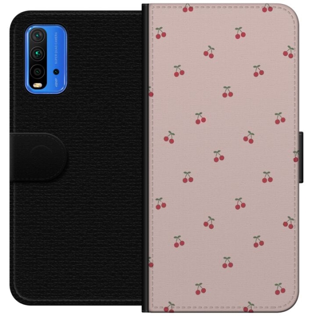Lommeboketui til Xiaomi Redmi Note 9 4G med Kirsebær motiv