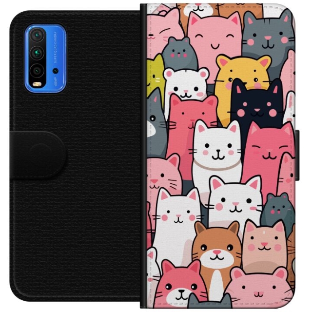 Lommeboketui til Xiaomi Redmi Note 9 4G med Kattmønster motiv