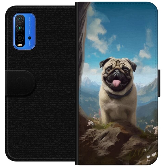 Lommeboketui til Xiaomi Redmi Note 9 4G med Glad Hund motiv