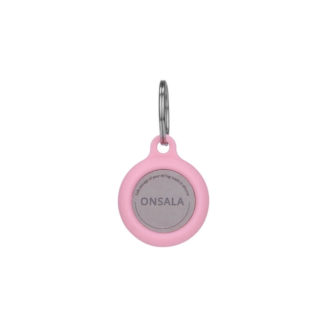 Onsala Airtag Holder Silikon Rosa med Nøkkelring