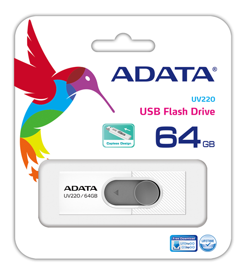 adata UV220 64 GB hvit/grå USB 2.0