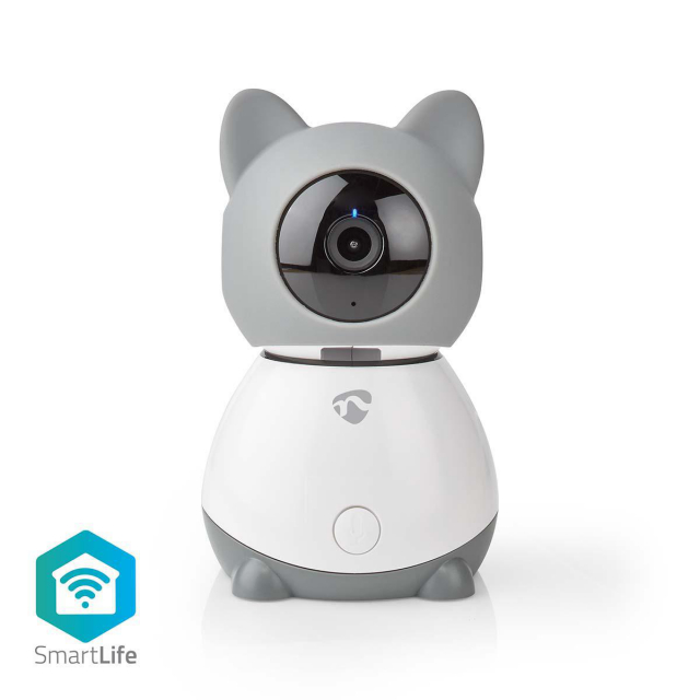 Nedis SmartLife Innendørs kamera | Full HD 1080p | Panorering og vipping | Cloud Storage (valgfritt) / microSD (ikke inkludert) | Med bevegelses sensor | Nattsyn | Grå / Hvit
