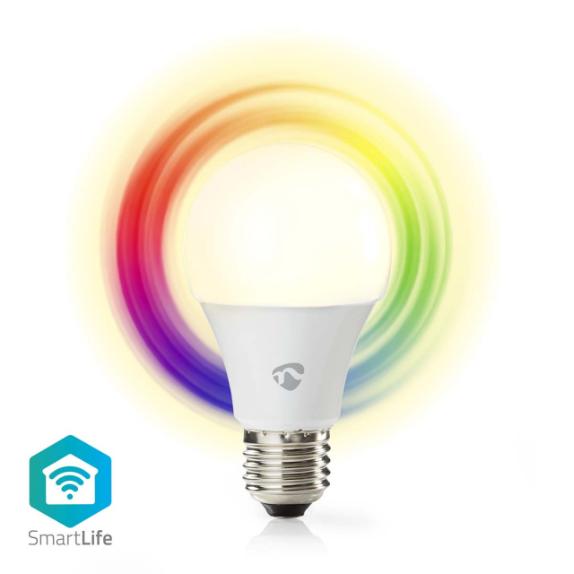 Nedis SmartLife Fullfarge LED-Pære | E27 | 806 lm | 9 W | RGB / Varm til avkjølt hvitt | 2700 - 6500 K | Android™ / IOS | pære | 1 stk
