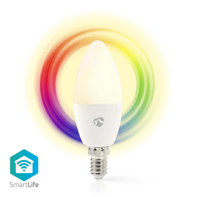 Nedis SmartLife Fullfarge LED-Pære | E14 | 470 lm | 4.90 W | RGB / Varm til avkjølt hvitt | 2700 - 6500 K | Android™ / IOS | Lyshvit | 1 stk