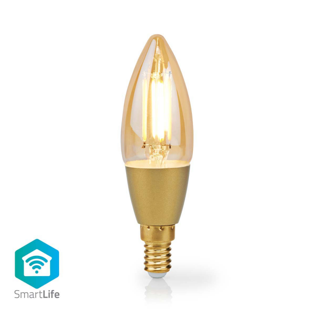 Nedis SmartLife LED Lyspære | E14 | 470 lm | 4.90 W | Varm Hvit | 1800 - 3000 K | Glass | Android™ / IOS | Lyshvit | 1 stk