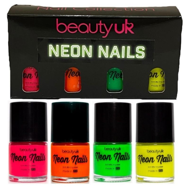 BeautyUK Beauty UK Neon neglelakk sett 1 4x9ml