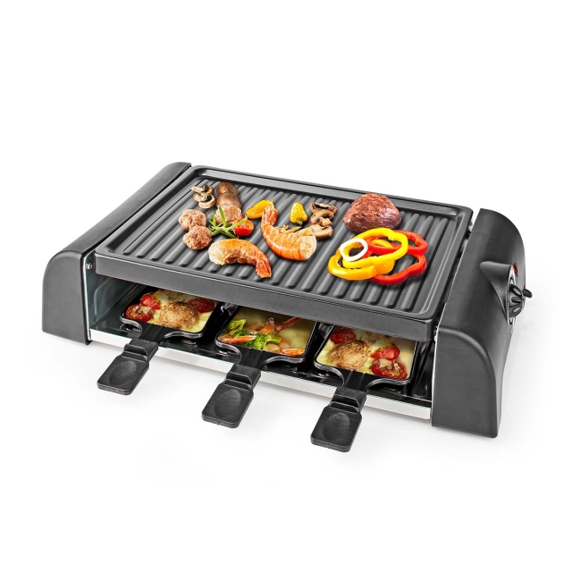 Nedis Gourmet / Raclette | Grille | 6 Personer | Stekespade | Tempraturinnstillinger | Non-stick belegg | Rektangel