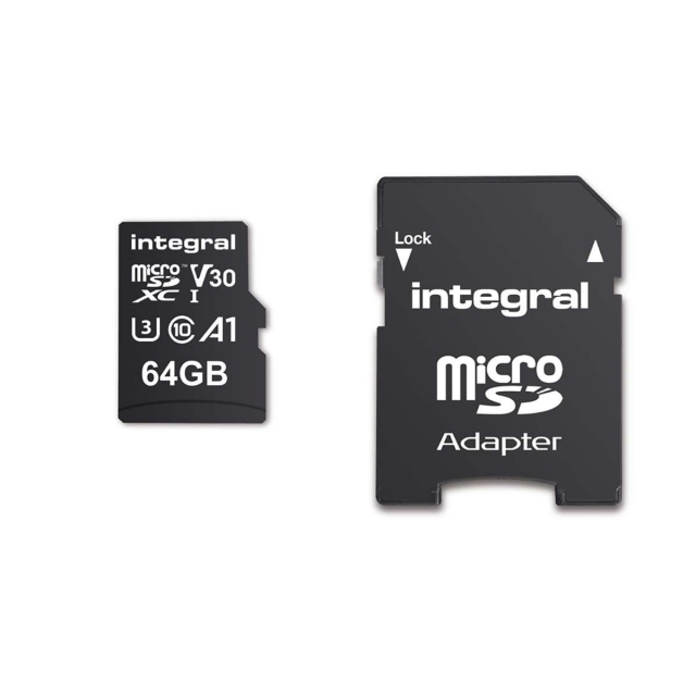 INTEGRAL 64 GB høyhastighets microSDHC/XC V30 UHS-I U3 minnekort